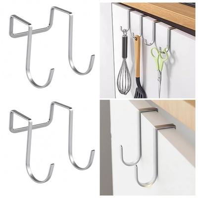 Wall-mounted Storage Hooks Frameless Door Hooks Set of Over-cabinet Hooks for Clothes Towels Strong Load-bearing for Closet