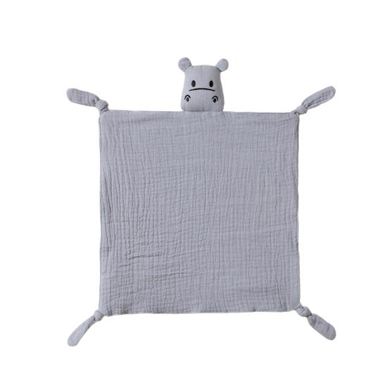 Cotton Baby Security Blanket Hippo Loveys with Bite-Friendly Corners Teething Safe Baby Towel for Newborns Infants