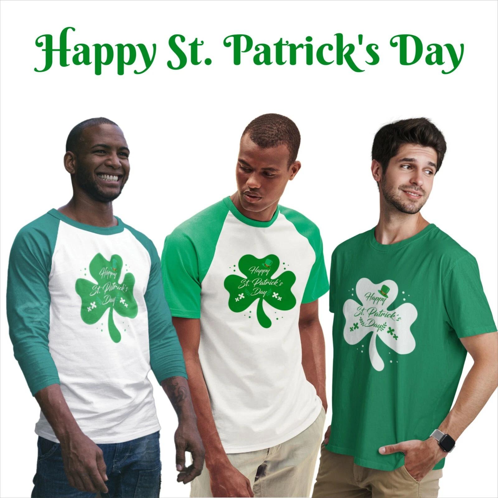 St Patricks Day T Shirt Patriotic Irish Gift Contrast Sleeve Ireland Tee Shirt 2XL