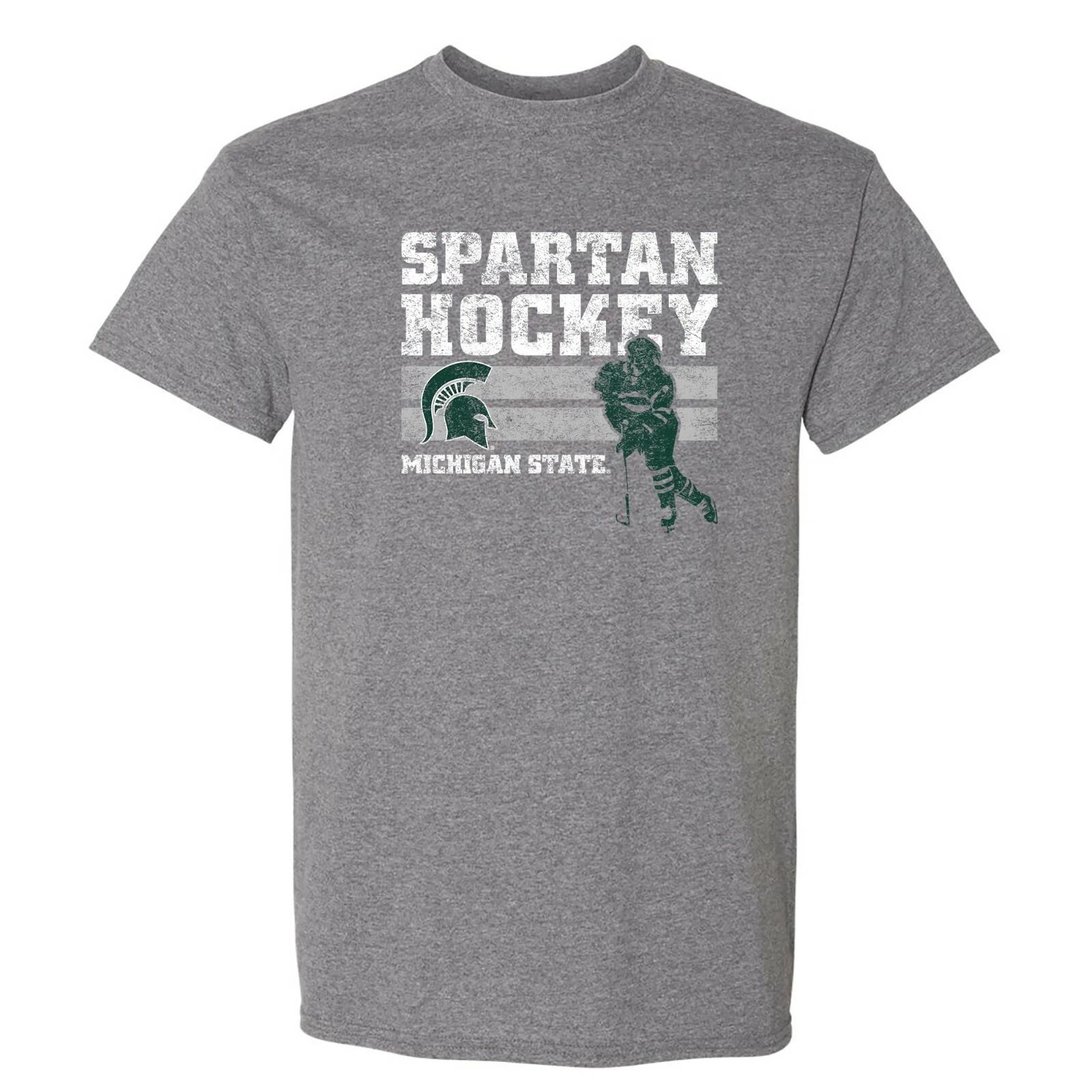 Michigan State Spartans Retro Ice Hockey T-Shirt - Graphite Heather 3XL