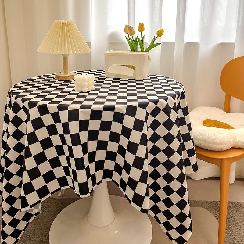 Plaid Tablecloth Girl Heart Round Table Tablecloth Dustproof Dining Table Cloth Coffee Table Mat Spread Cloth