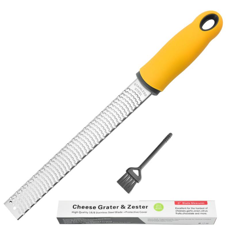 Versatile 304 Stainless Steel Grater with Rubber Handle - Cheese, Potato, Lemon Zester