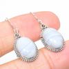 Natural Blue Lace Agate Gemstone 925 Solid Sterling Silver Earring 1.25" D1b25