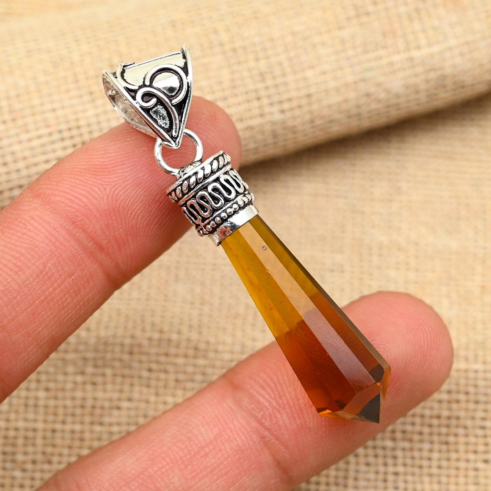 

Ювелирный кулон из стерлингового серебра 925 пробы с медовым топазом ручной работы ко Дню памяти