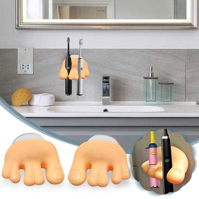 Bathroom Funny Toothbrush Holder, Home Bathroom Toothbrush Holder With Sucker, Funny Toe Foot Shape Toothbrush Holder, Storage Rack With Suction Cup