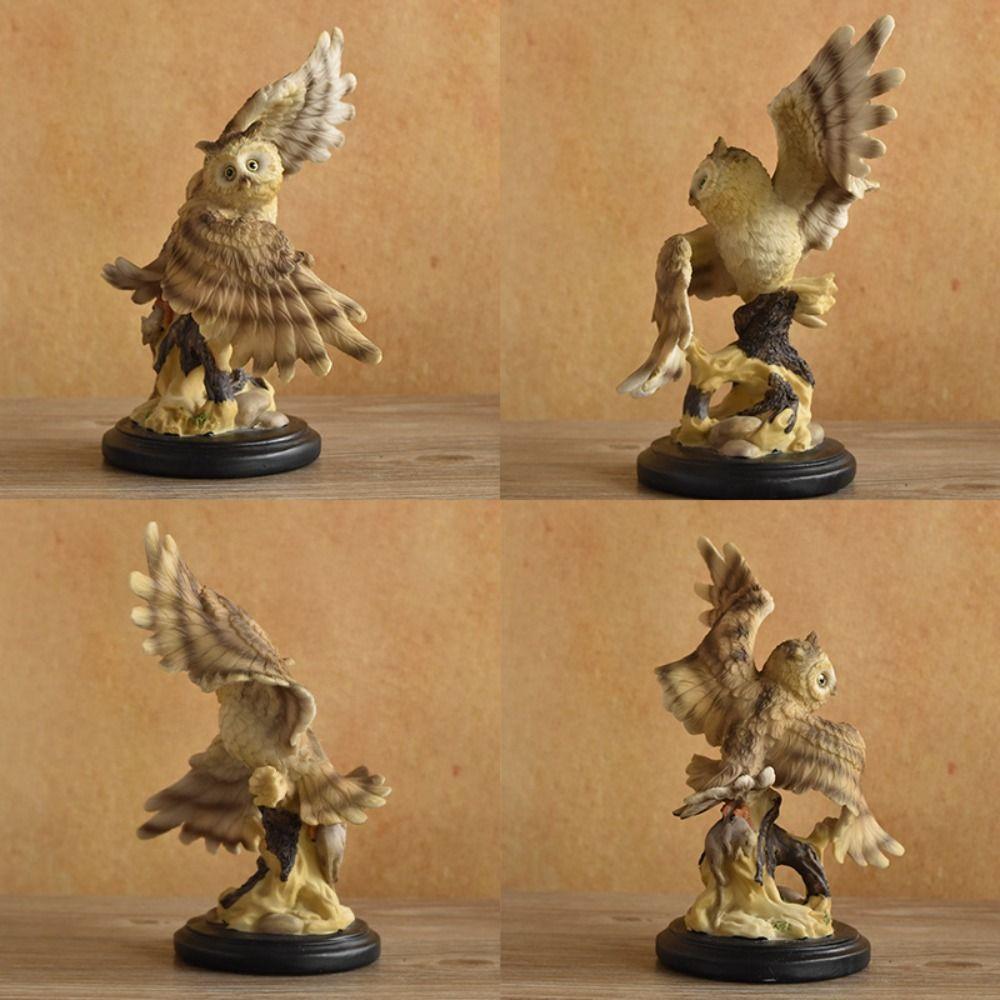Waterproof Animal Statue Resin Miniature Figurine Sculpture Crafts Owl Ornament  Home