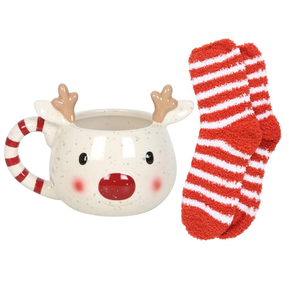 Something Different Set tazza e calzini Rudolph Renna One Size bianco/rosso