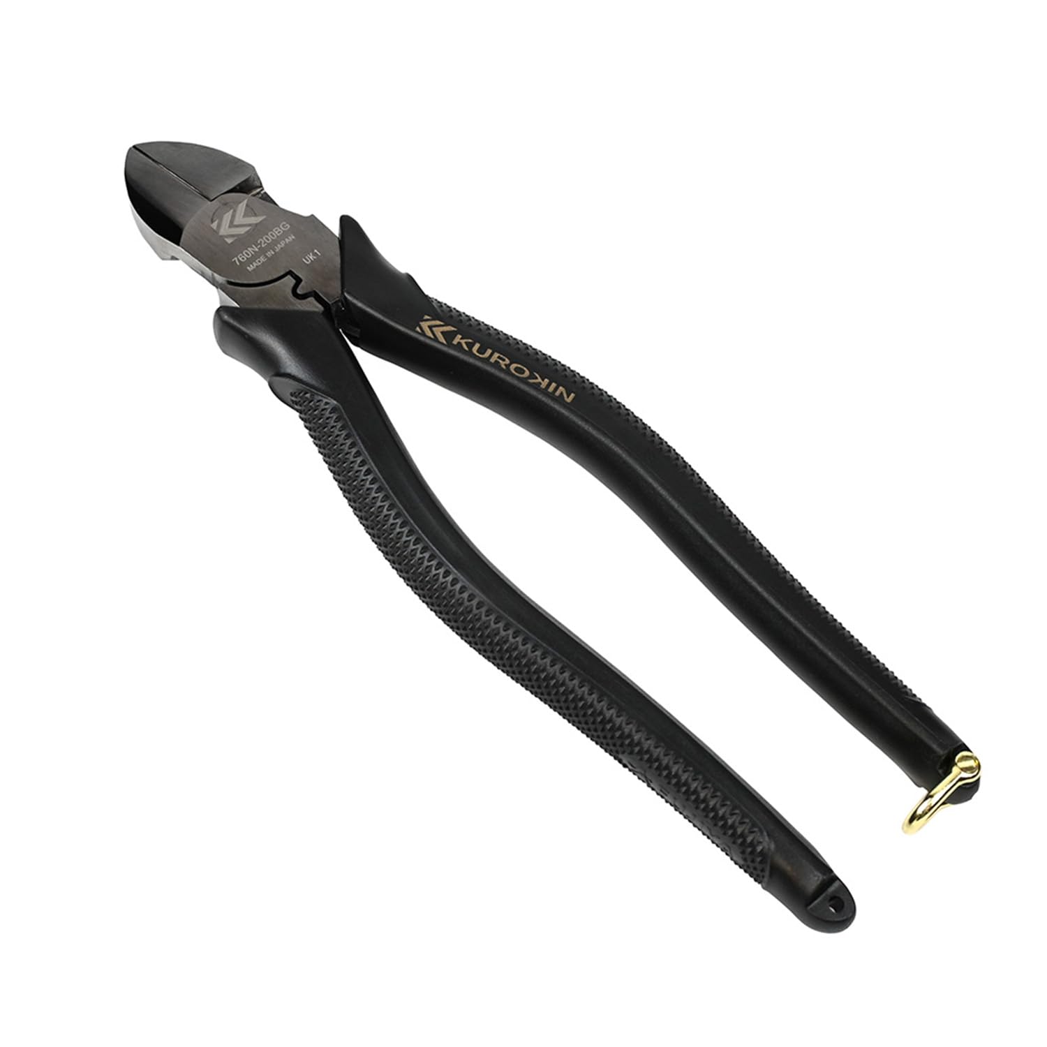 Fujiya 760N-200BG Heavy-Duty Eccentric Nippers, Thin Blade, Black Gold, 200mm, Eccentric Mechanism for Easy Cutting, Round Blade