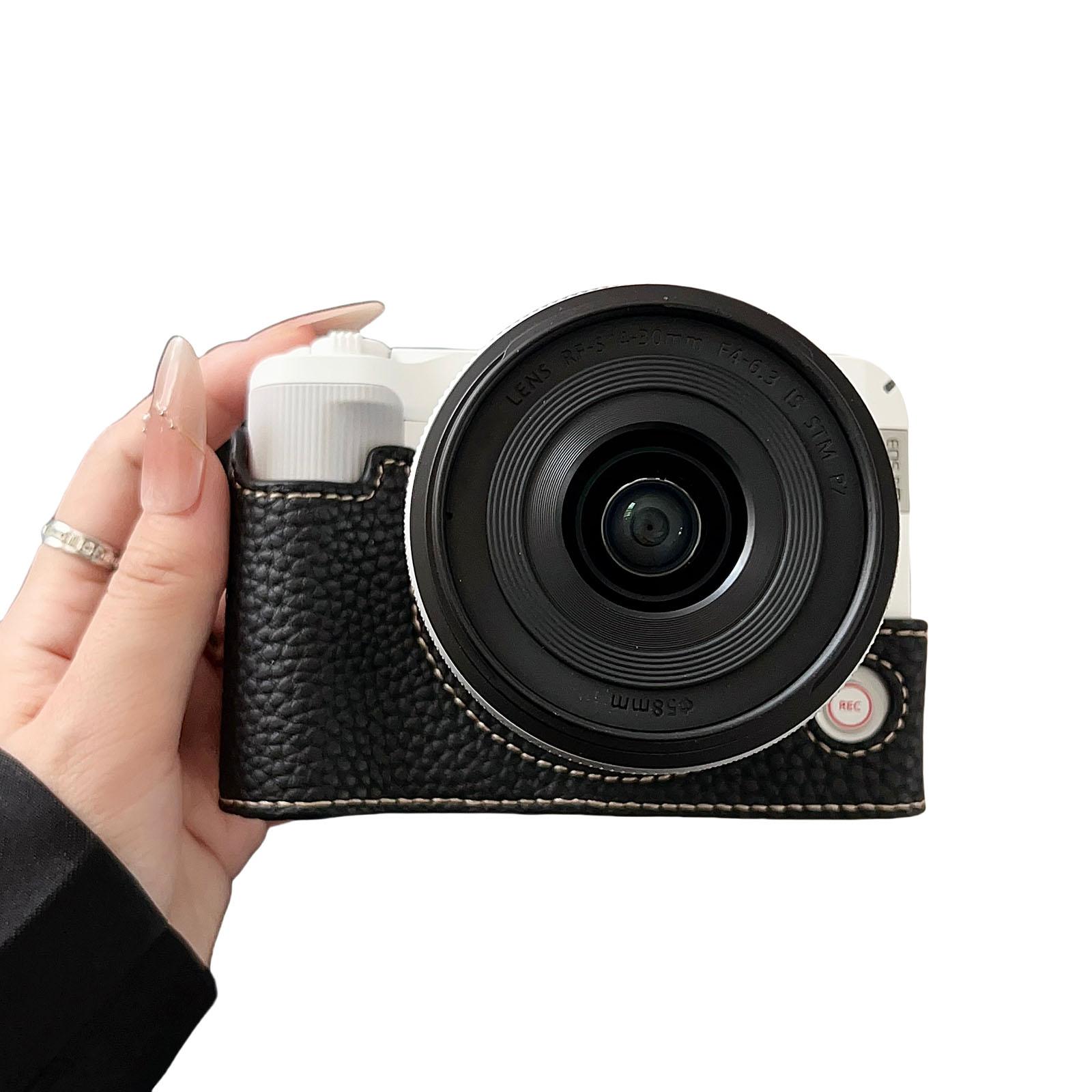 

For Canon EOS R50 V Camera Case PU Leather Protective Cover with Screw Hole C