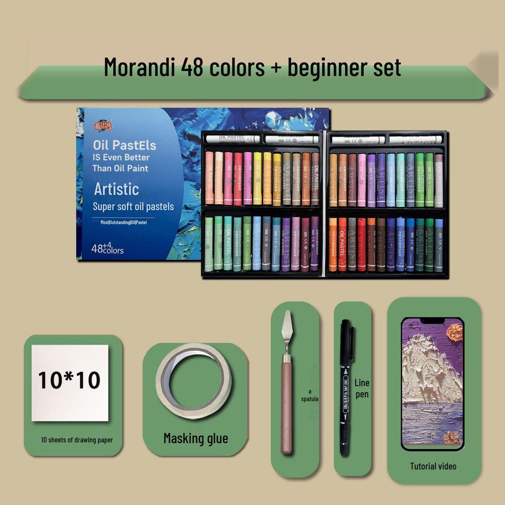48-Color Super Soft Oil Pastels Set with Scraper - Child's Painting Kit