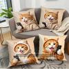Cute Selfie Orange Cat Throw Pillow Covers Pattern Cushion Cover Suitable for Sofa Bedroom Car Pillow Cover