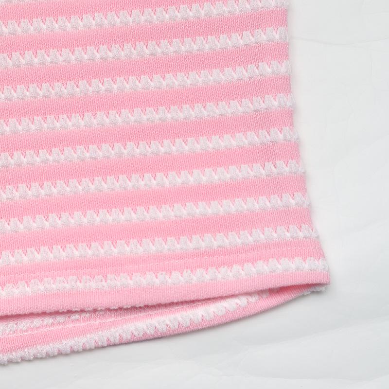 Sweet & Spicy Pink Striped Sleeveless Slim-fit Bandeau Top for Spring/Summer