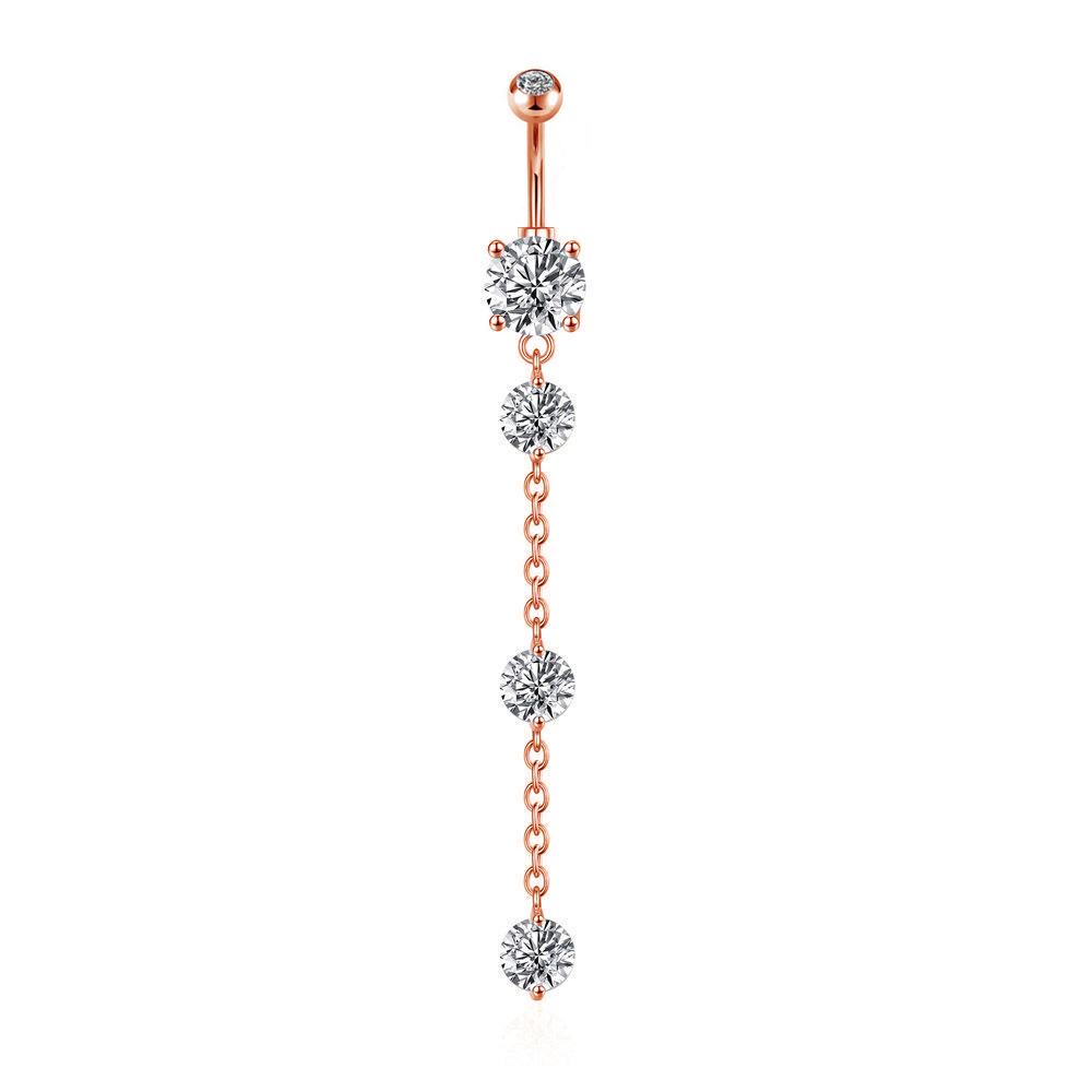European & American Copper Zircon Floral Belly Button Ring