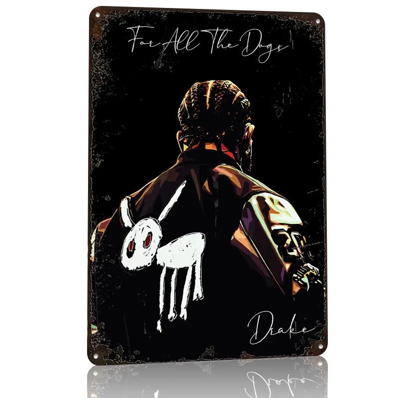 Drake For All The Dogs Personalized D Textured Metal Poster Wall Art Tinplate Sign for Luxury Decoration Home Decor Ornaments