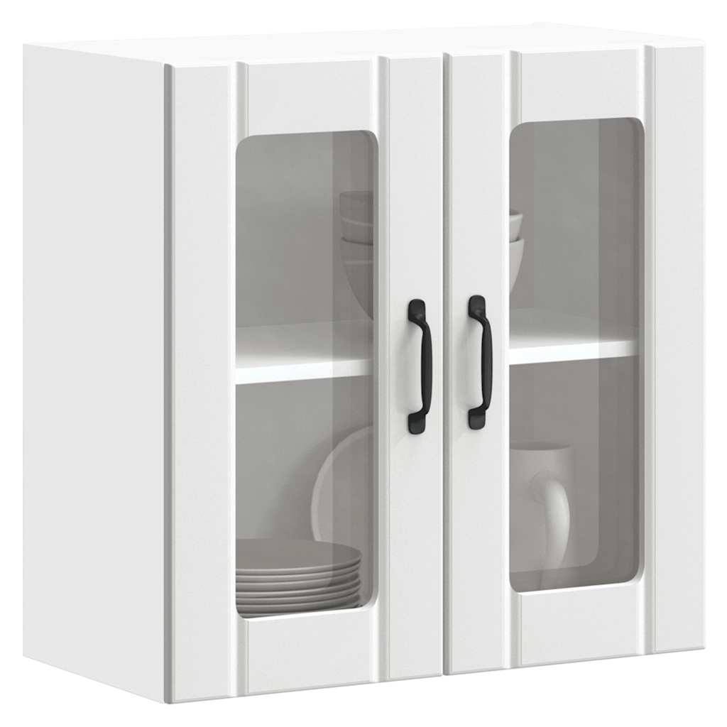 Kitchen Wall Cabinet with Glass Doors, Lucca, White