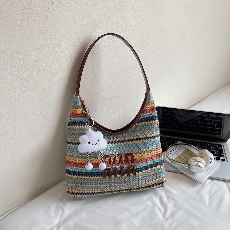 2025 new tote bag hand-woven large-capacity handbag simple and versatile shoulder messenger bag