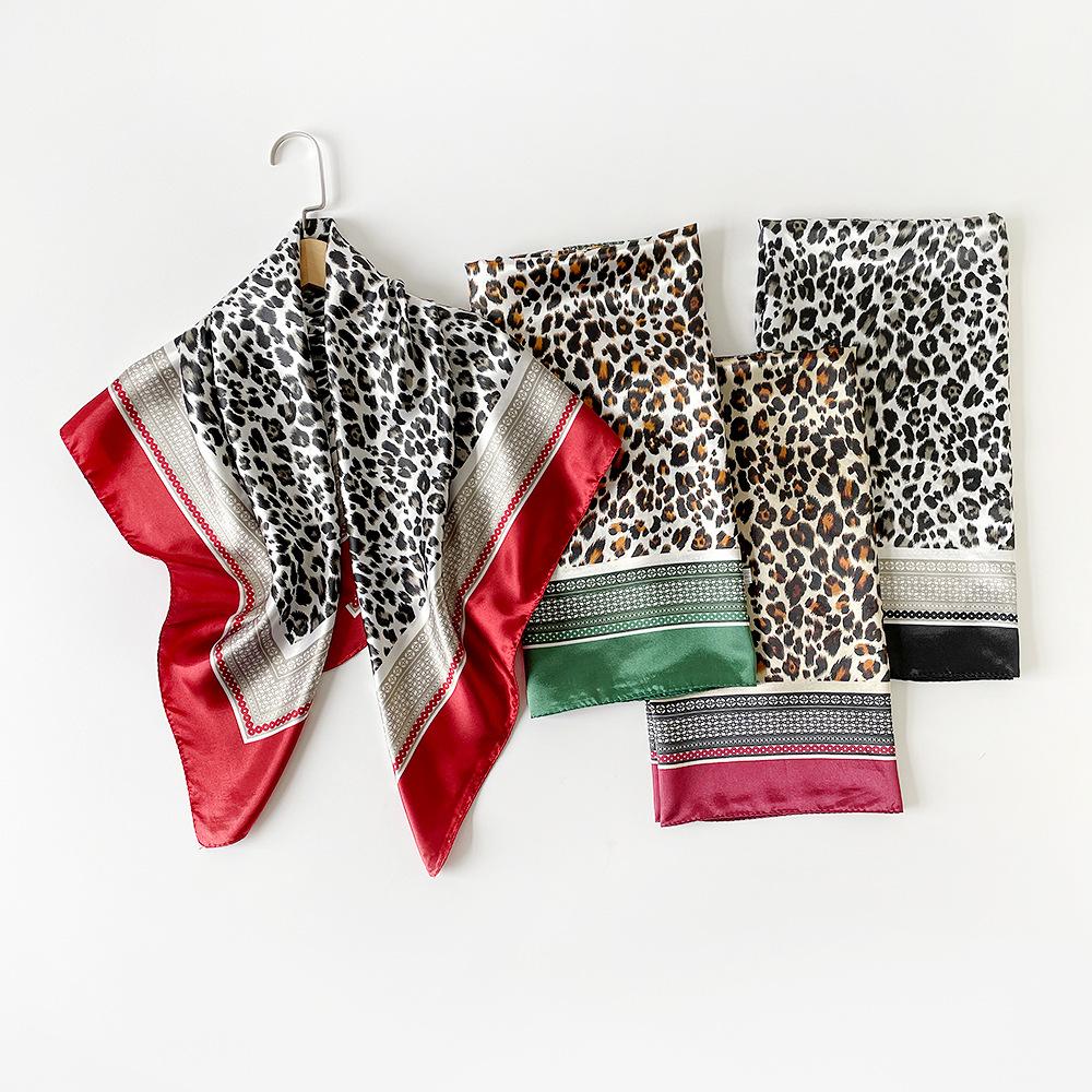 Artificial Silk Scarf 90cm Women's New Arrival Headscarf Satin Square Scarf Leopard Print Shawl