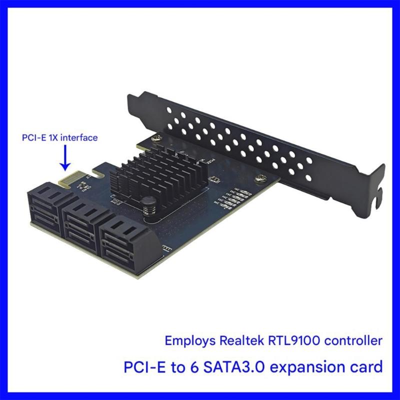 PCIE 1X/4X SATA3.0 Controller Card 6 Port 6Gbps PCIE SATA3.0 Expansion Card PCIE to SATA3.0 Controller PCIE GEN3 RTL9100VB Chip