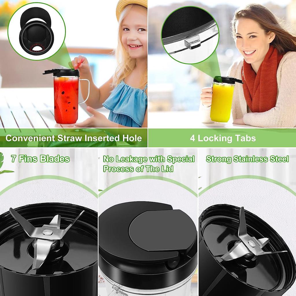 22Oz Plastic Blender Cups Blender Replacement Parts Blender Blade Juicer Cups for Magic B1001/MB1001B/MBR-0301/MBR-1101
