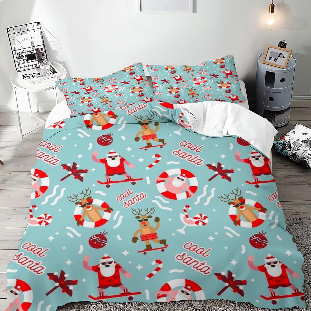 

Рождественский пододеяльник мультяшный Санта Клаус рождественская елка постельное белье набор для детей подростков украшение спальни размер квин кинг полный EU 135x200cm 2PCS