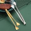 Gold 304 Stainless Steel Food Tongs - Ideal for Steaks, Barbecue, Buffets, Restaurants, Towels, and Ice Cubes.