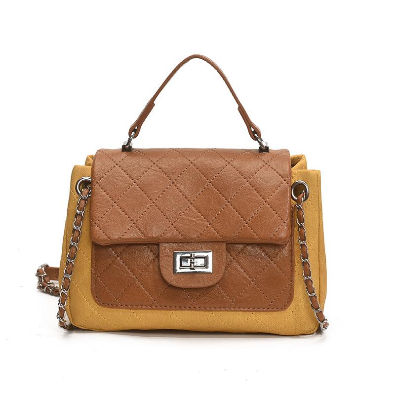 

Модная сумка-тоут Универсальная маленькая квадратная сумка Новая сумка через плечо Сумка-мессенджер жёлтый