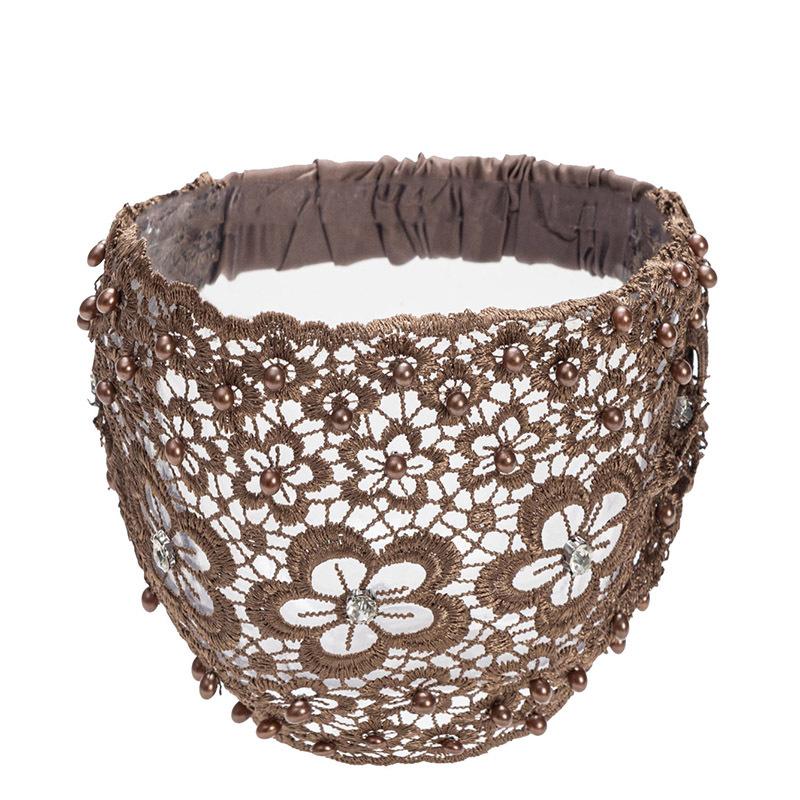 

Нескользящий дизайн Женская повязка для волос с широкими полями Ажурная элегантная повязка на голову Прочные женские вязаные аксессуары для волос 1PCS кофейный