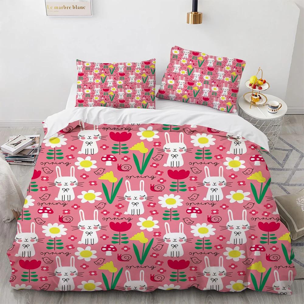 Kids Duvet Cover Sets Twin Boys Girls Bedding Set 3D Print Unicorn, Dinosaur, Bear, Bed Quilts Cover Sets For Adult,Single Size