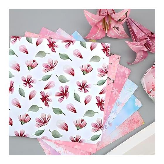 Double-Sided Origami Double-sided Pattern Cute Cherry Blossom Colorful Origami Set 100 Squares 15x15cm Colorful Decoration DIY Paper Art Children's