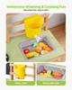 VEVOR Mud Kitchen, Outdoor Mud Kitchen for Kids, Wood Outdoor Play Kitchens with Spoons, Sink, Sunshade Canopy, Swivel Wheels