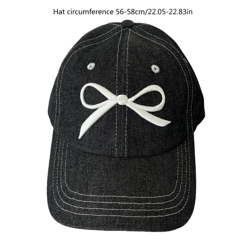 Embroidery Bowtie Hat for Girl Adjustable Spring Baseball Hat Korean Sun Hat Fashion Peaked Caps Cool Hair Decors