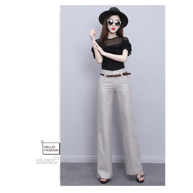Harajuku Office Summer High Waist Women's Wide Leg Capris Suit Pants for Women Cotton Linen Baggy Straight Pants Woman Trousers