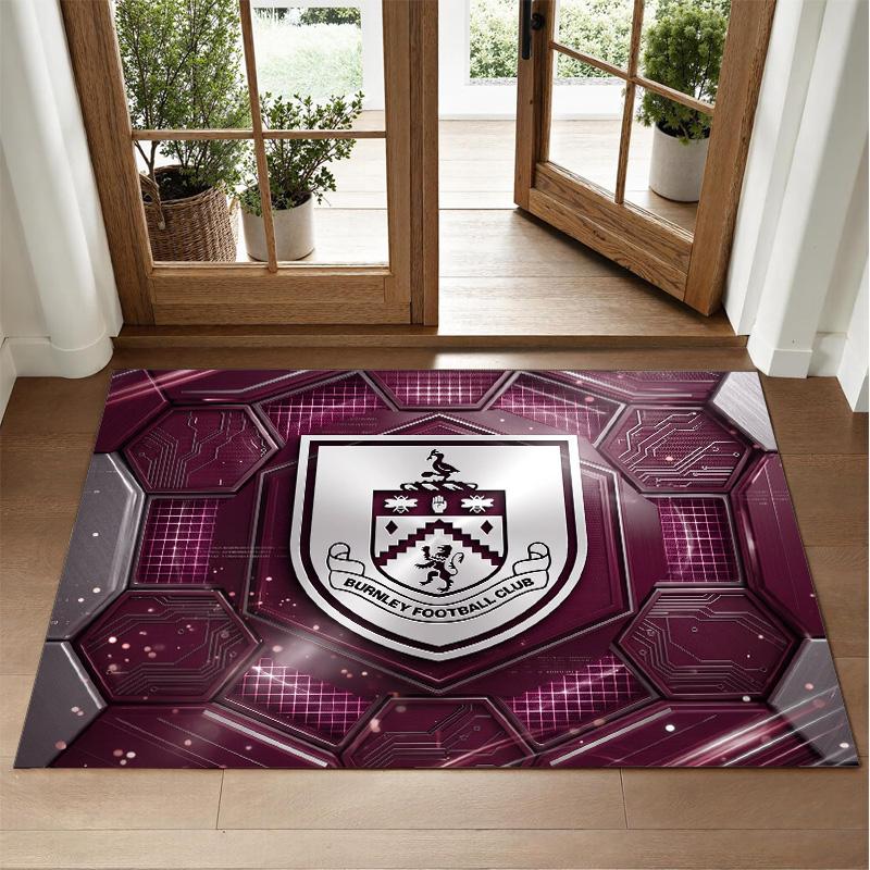 Burnley Football Design Crystal Velvet Rug Soft Decorative Mat for Bedroom Entrance