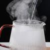 Cafetera de 350ML/500ML con Pico en Forma de V Diseño Rayado Vidrio Patrón Vertical Cafetera para Compartir Café para el Hogar