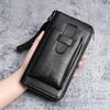 Minimalist PU Leather Men's Wallet Long Style Black Coffee Multiple Pockets High Capacity Retro Coin Purse Men Women