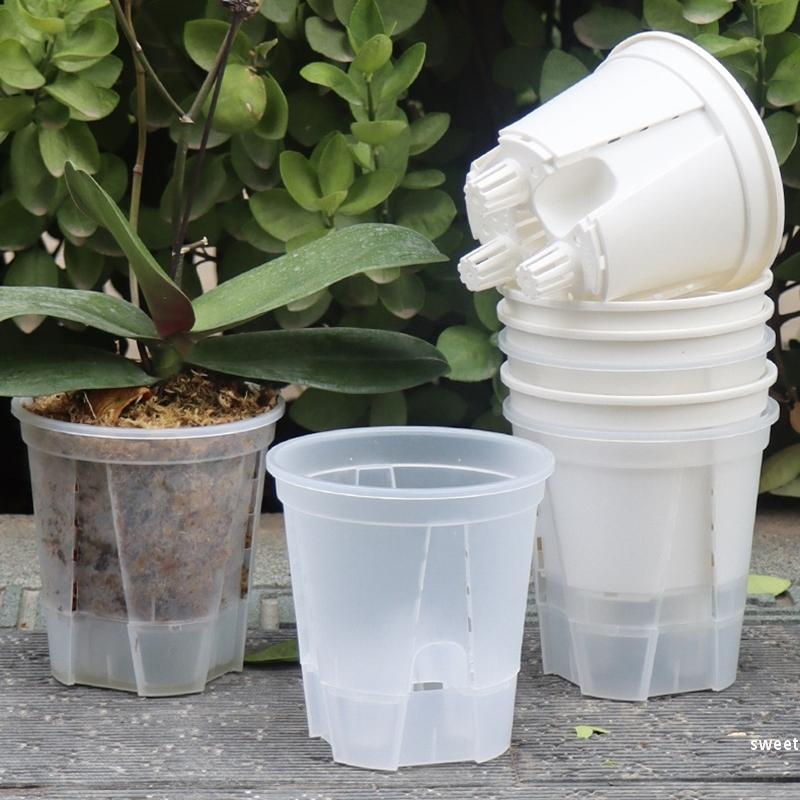 Water Storage Flower Pot Green Plant Pot Butterfly Orchid Breathable Root Control Pot Self Absorbing Transparent Lazy Planters