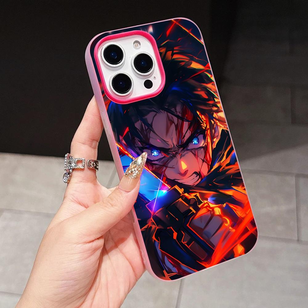 AOT Eren Yeager Jelly Double layer Rose Red Mobile Phone Case for iPhone 17 16 15 14 13 12 11 Air Pro Max Plus Protective