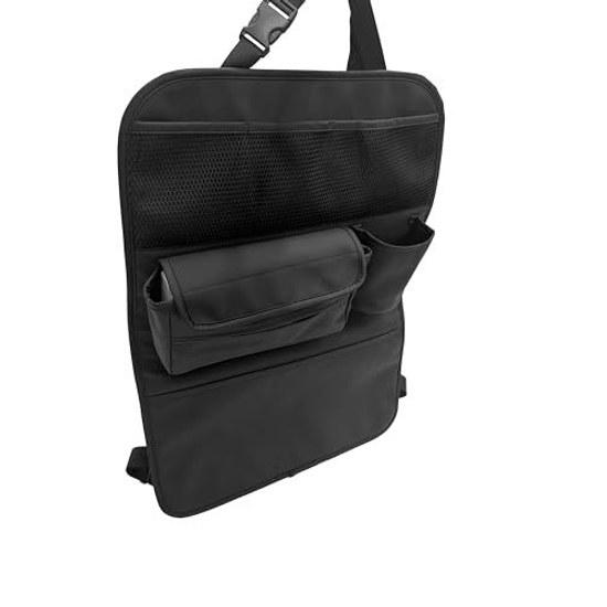Smooth leather-like seat back pocket black