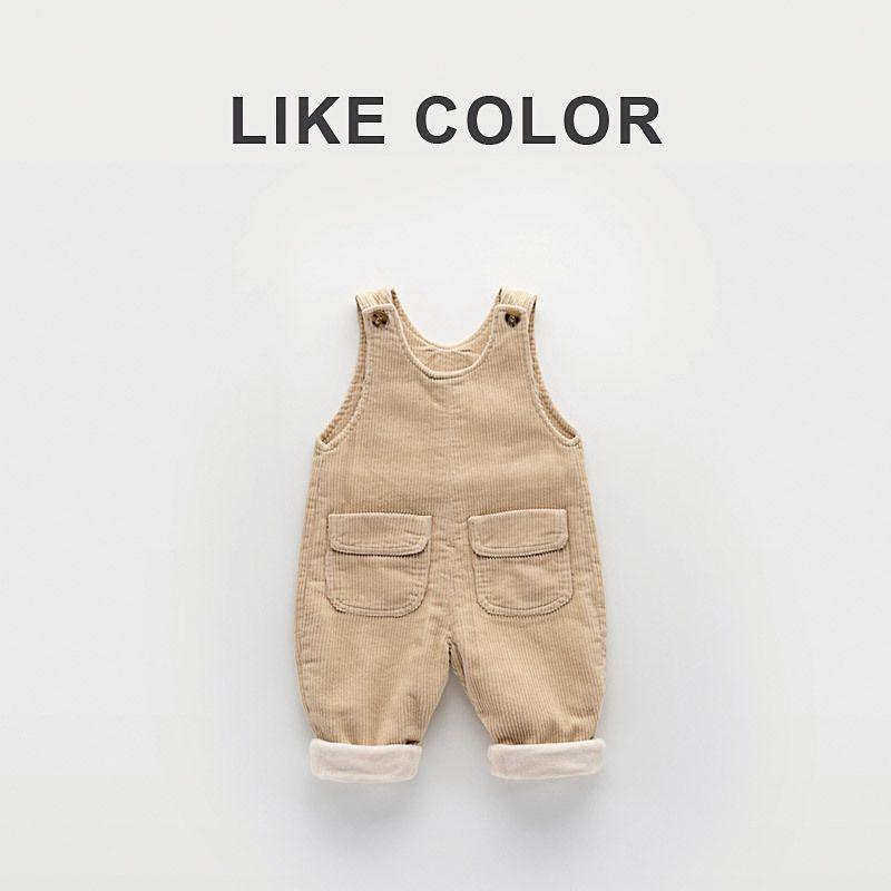 Fleece-Lined Baby Overalls: Thick Cotton Jumpsuit for Boys & Girls - Perfect for Autumn & Winter