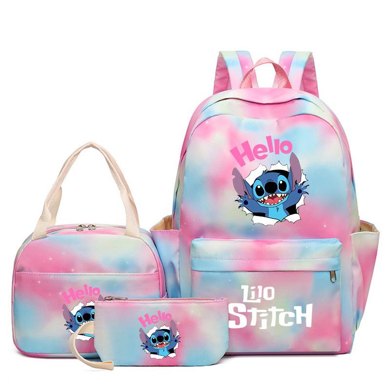 Cartoon Animation Schoolbag Large Capacity Primary And Secondary School Students Backpack Meal Bag Pencil Bag Three-Piece Set