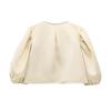 2025 Spring European & American Style Women's Satin Puff Sleeve Bow Top