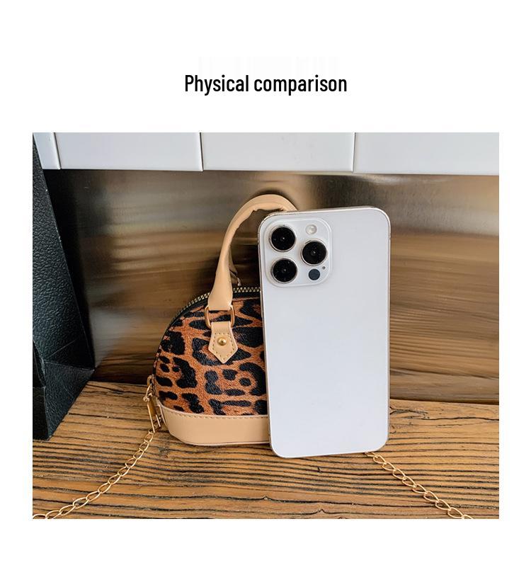 Leopard Print Girl's Mini Crossbody Handbag with Chain