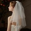 Bridal Veil Bride Elaborate Tulle Lace Bow Short Bachelorette Party Hen Party Bride Veil Hen Party Head Scarf