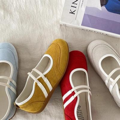 Wszechstronne retro czerwone buty Mary Jane damskie nowe baletki na płaskiej podeszwie sportowe i rekreacyjne płytkie wsuwane buty pojedyncze
