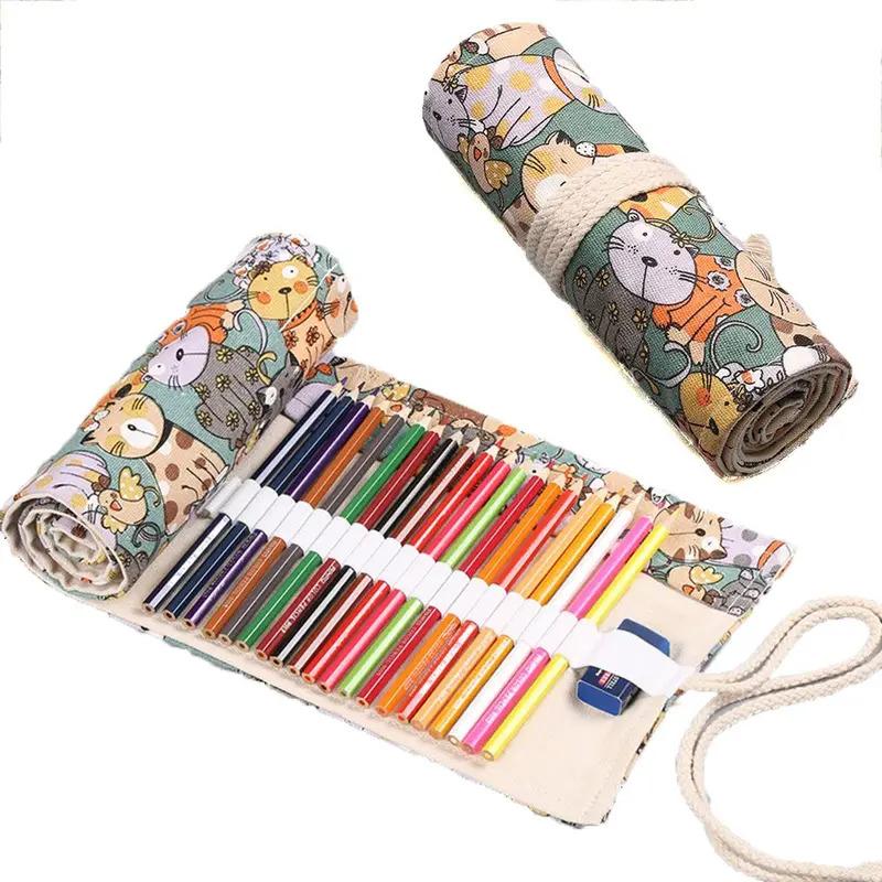 36-Hole Large Capacity Pen Curtain, Big Face Cat Cute Cat Style, Student Supplies, Pen Bag Pencil Bag Stationery Bag