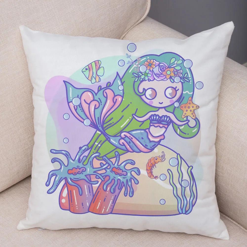 Taie d'Oreiller Décorative En Forme De Sirène Mignonne, Ornements De Bureau, De Salon, De Maison