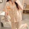 Ice Silk Pajamas Women'S Summer Sweet Wind Cartoon Printing Short-Sleeved Trousers Loungewear Can Be Worn Outside