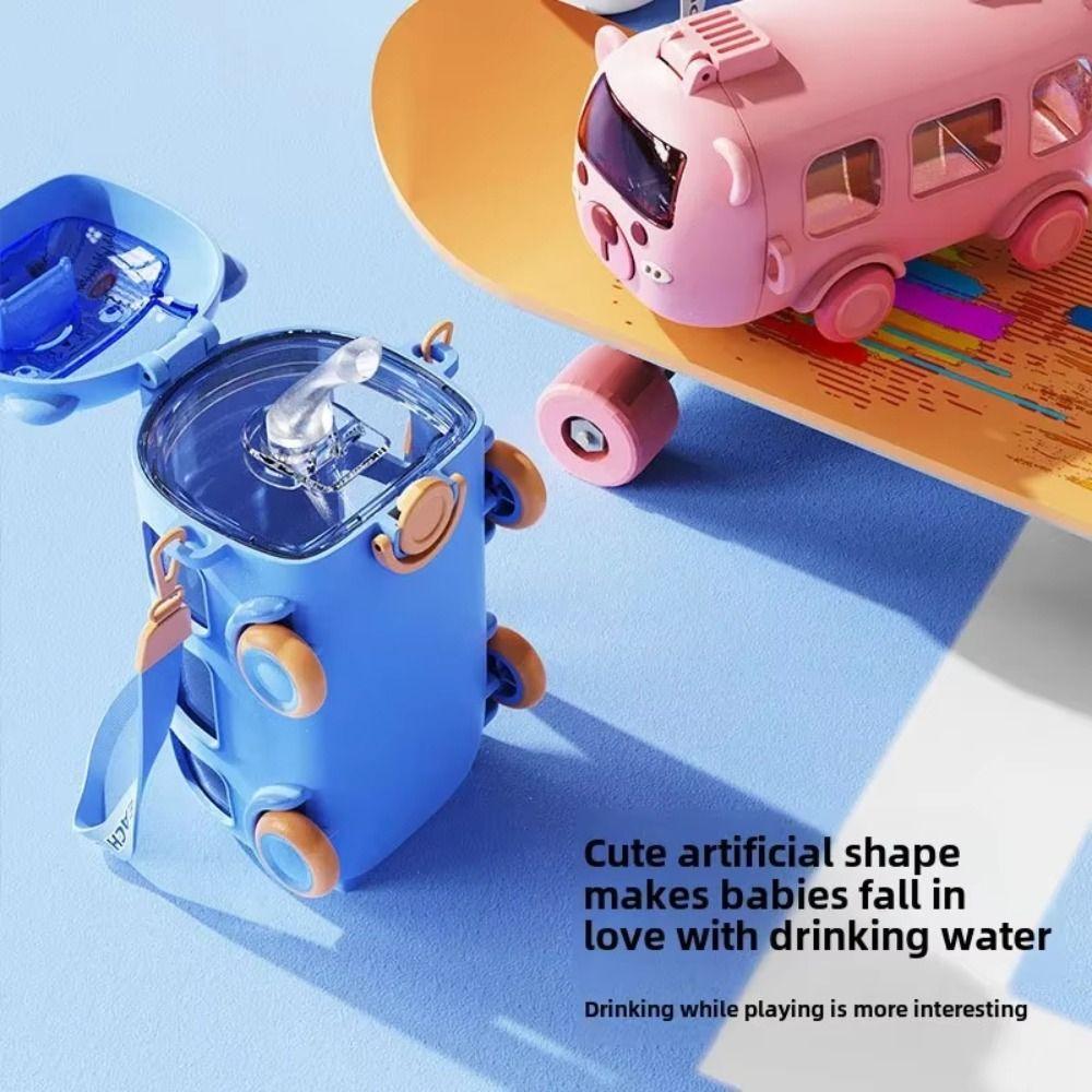 500ml Bus Plastic Water Bottle Cartoon Children Water Jug Car Bear Design Water Cup  Home Use