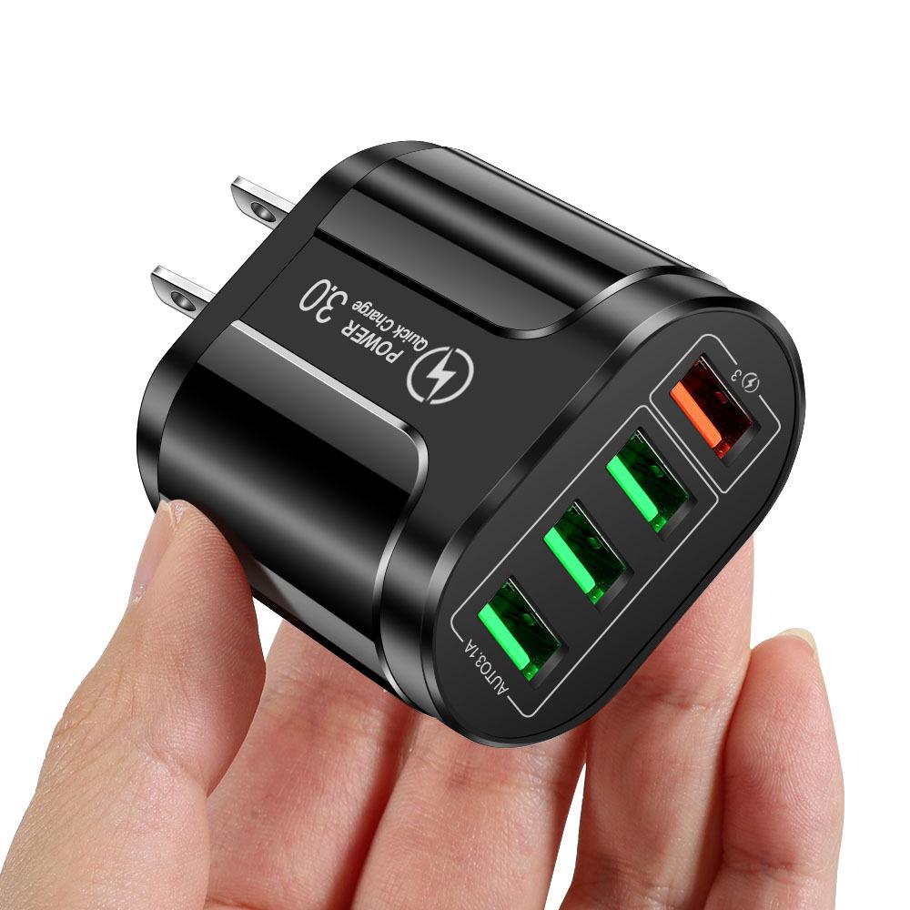 48W 4 Ports USB Fast Charger Quick Charge 3.0 Wall Mobile Phone Fast Charging Travel Charging Adapter For iPhone Samsung Xiaomi