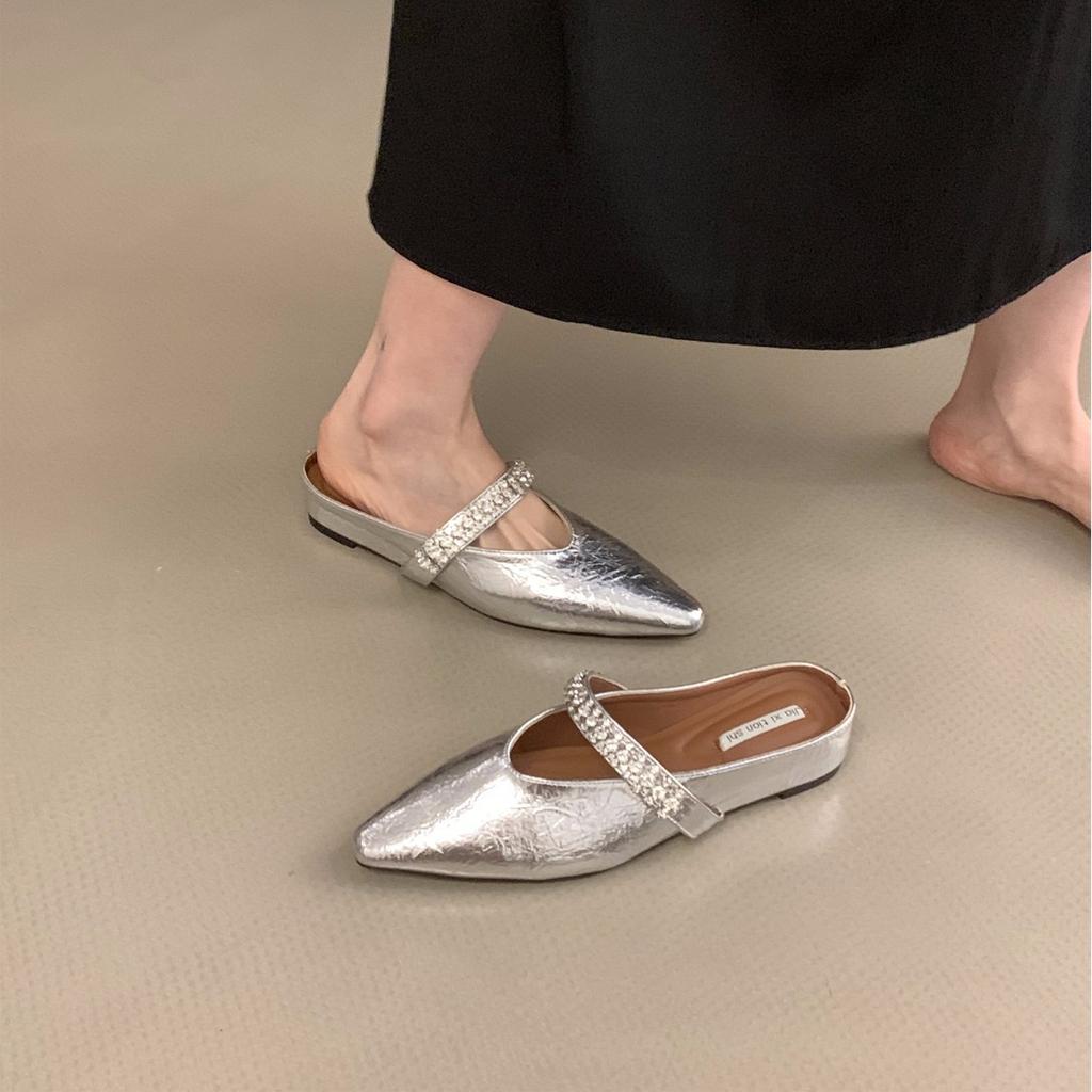 Innere Erhöhung Taschenkopf Halbschuhe Damenschuhe Oberbekleidung 2025 neuer Sommer spitz zulaufend Französische Mary Janes Halbschale einzelne Schuhe